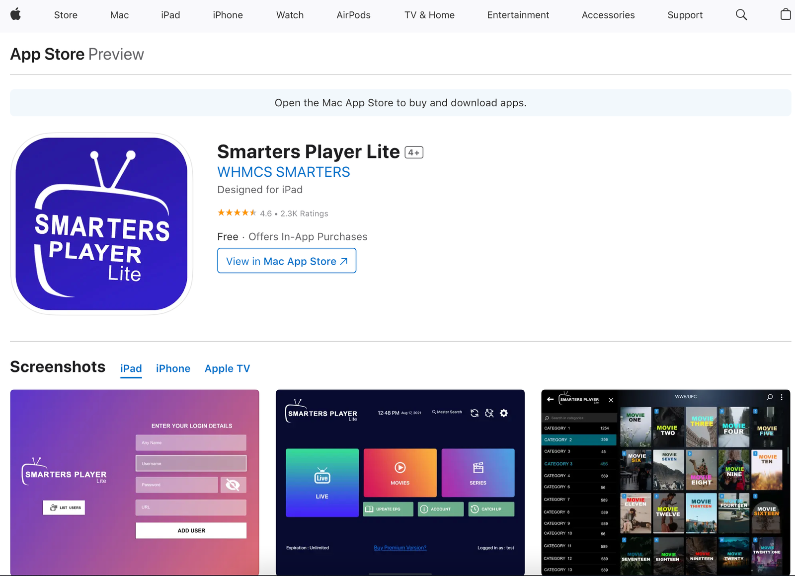 Smarters Player App Store